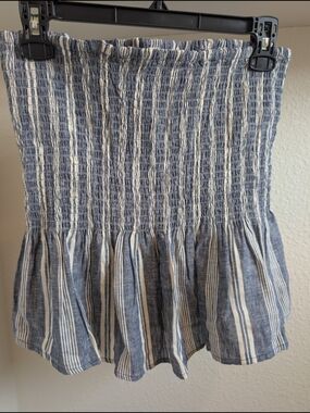 Anthropologie Maeve Blue and White Striped Tube Top - Size Medium